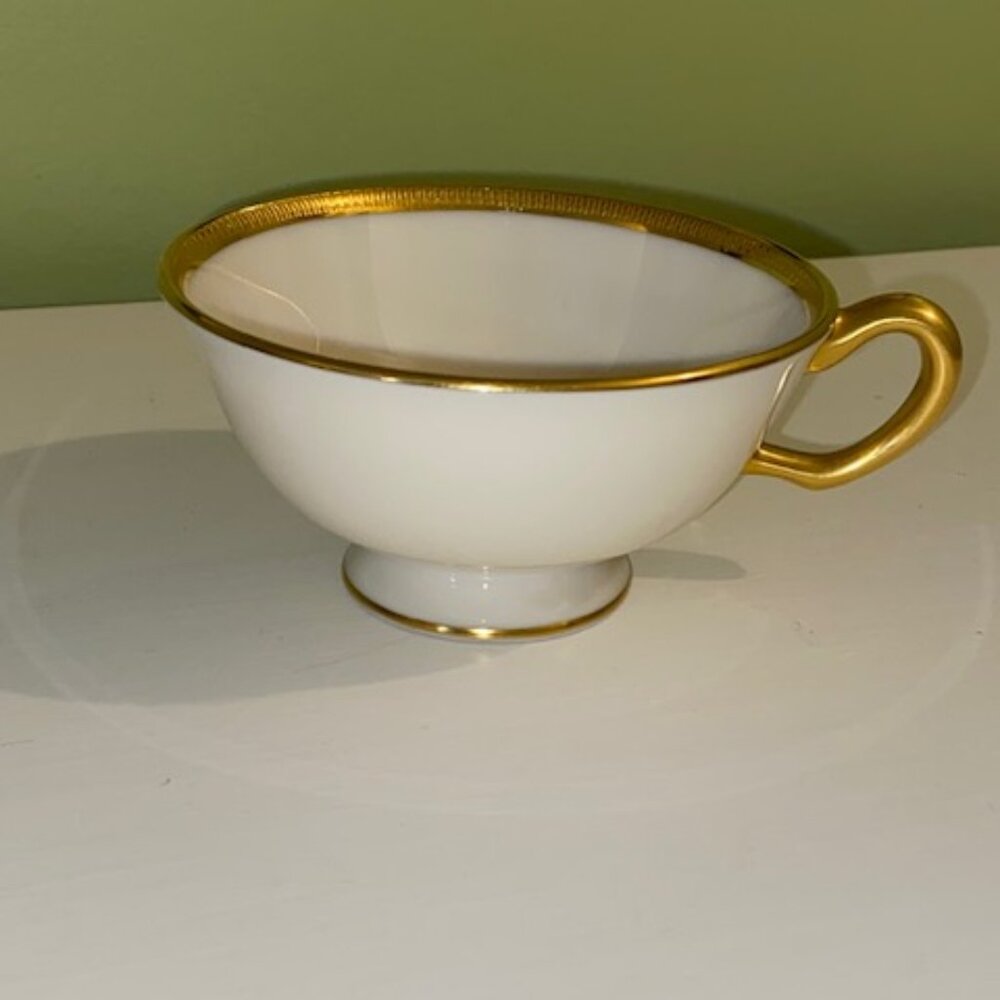 Vintage Lenox Bone China Tuxedo Ivory Collection Gold Trim Tea Cups Set of 3